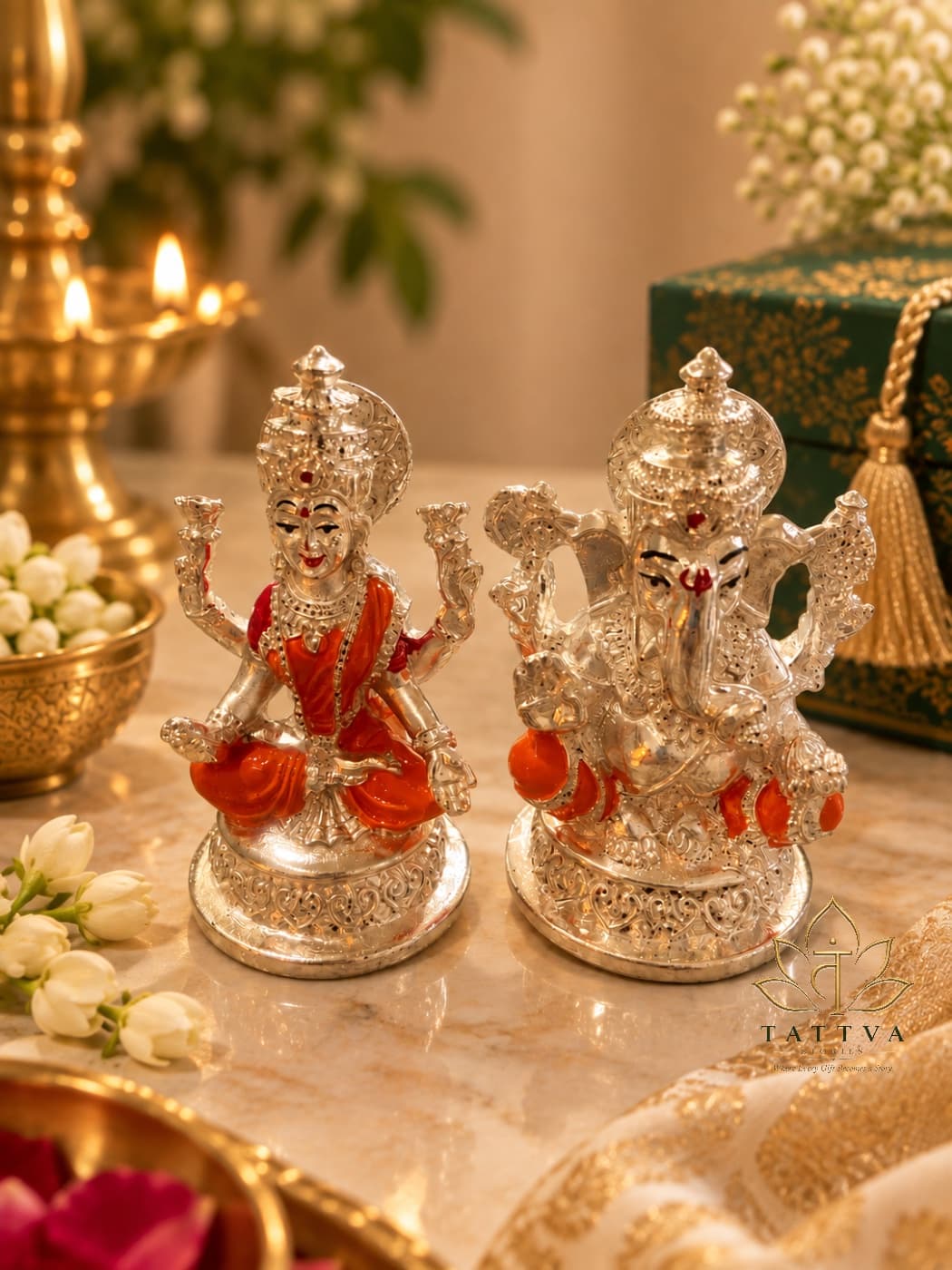 Laxmi-Ganesh Blessing Idols